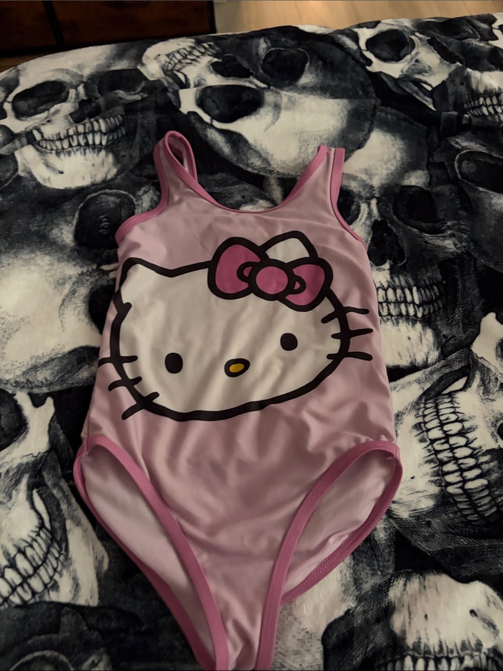 Hello Kitty Light Pink Girls' One-Piece Swimwear with Bow Graphic